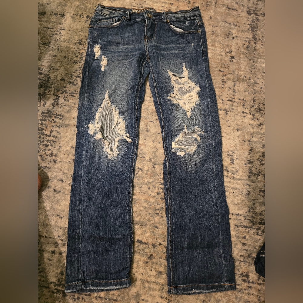 Classic Distressed Straight Leg Jeans